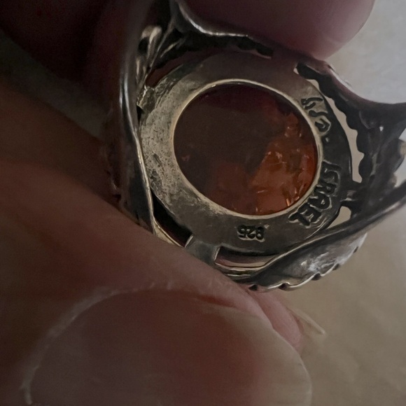 Didae Israel Made Sterling Large Amber 6 3/4 Ring - Picture 5 of 10